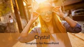  Presentation with city street - Beautiful presentation featuring smart cities free - young stylish woman walking backdrop and a  colored foreground