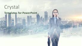  Presentation with smart city - PPT theme having smart-city-concept-mixed-media background and a cream colored foreground