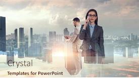  Presentation with smart city - Slide set enhanced with smart-city-concept-mixed-media background and a lemonade colored foreground