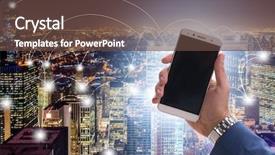  Presentation with smart grid - Colorful PPT theme enhanced with smart city in innovation concept backdrop and a tawny brown colored foreground