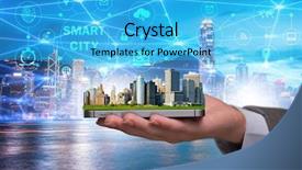  Presentation with smart grid - Audience pleasing slides consisting of smart city in innovation concept backdrop and a cyan colored foreground