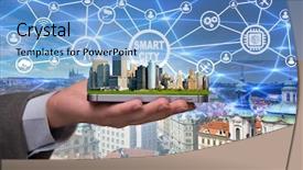  Presentation with smart city - Beautiful slides featuring smart city in innovation concept backdrop and a light blue colored foreground