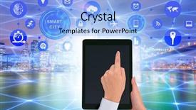  Presentation with smart city - Theme having smart city in innovation concept background and a  colored foreground