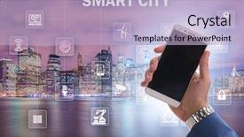  Presentation with smart city - Beautiful presentation theme featuring smart city in innovation concept backdrop and a light blue colored foreground