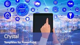  Presentation with smart city - Slides with smart city in innovation concept background and a  colored foreground