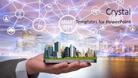  Presentation with smart city - Slides having smart city in innovation concept background and a light blue colored foreground