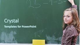  Presentation with math - Slide deck consisting of smart classroom - happy school girl on math background and a  colored foreground