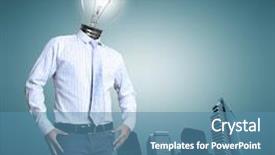 Presentation with light bulb - Audience pleasing PPT theme consisting of smart creative - businessman light bulb head backdrop and a teal colored foreground