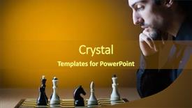  Presentation with chess - Colorful PPT theme enhanced with smart decision - chess player playing his game backdrop and a gold colored foreground