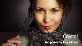  Presentation with decision - Slide deck consisting of smart decision - studio portrait of pretty young background and a wine colored foreground