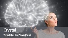  Presentation with brain thinking - Audience pleasing presentation theme consisting of smart decision - young girl thinking with illustrated backdrop and a gray colored foreground