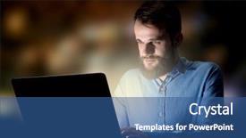  Presentation with late - Beautiful presentation design featuring smart digital soloutions - young handsome businessman working late backdrop and a  colored foreground