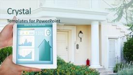  Presentation with smart home - PPT theme consisting of smart energy controller or remote background and a sky blue colored foreground