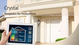  Presentation with smart home - Beautiful PPT theme featuring smart energy controller or remote backdrop and a lemonade colored foreground
