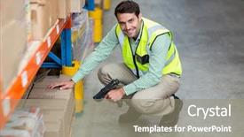  Presentation with fire disaster in a warehouse - Cool new slides with smart factory - portrait of smiling warehouse worker backdrop and a coral colored foreground