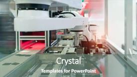  Presentation with robot arm - PPT theme consisting of smart factory use automation robot background and a gray colored foreground