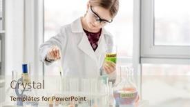  Presentation with chemical bottle - Theme consisting of smart-girl-doing-scientific-chemistry background and a soft green colored foreground