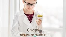  Presentation with chemical bottle - PPT layouts enhanced with smart-girl-doing-scientific-chemistry background and a lemonade colored foreground