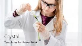  Presentation with chemical experiment - Slide set having smart-girl-during-scientific-chemistry background and a light gray colored foreground