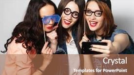  Presentation with ready - Amazing slide set having smart glasses - funny girls ready for party backdrop and a coral colored foreground