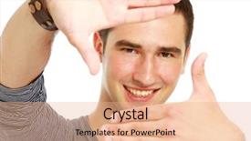  Presentation with smart goals - PPT theme having smart goals - handsome man making frame background and a coral colored foreground