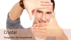  Presentation with smart goals - Beautiful slide deck featuring smart goals - handsome man making frame backdrop and a coral colored foreground