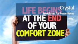  Presentation with life goals - Colorful presentation design enhanced with smart goals - life begins at the end backdrop and a teal colored foreground