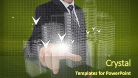  Presentation with holographic - Presentation theme enhanced with smart grid - businessman pointing at holographic faint background and a tawny brown colored foreground