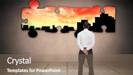  Presentation with camera - Amazing slide deck having smart grid - businessman turning his back backdrop and a coral colored foreground