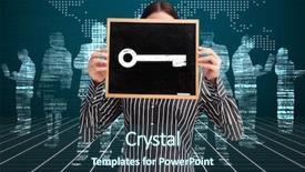  Presentation with smart grid - Slide set enhanced with smart grid - businesswoman showing board against white background and a ocean colored foreground