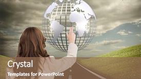  Presentation with smart grid - Cool new PPT layouts with smart grid - composite image of brunette businesswoman backdrop and a violet colored foreground