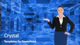  Presentation with smart grid - Slide deck enhanced with smart grid - composite image of charming woman background and a cobalt blue colored foreground