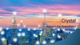  Presentation with smart city - Presentation consisting of smart grid - internet of things concept background and a coral colored foreground