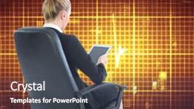  Presentation with image recognition for - Colorful presentation design enhanced with smart grid electric - composite image of blonde businesswoman backdrop and a dark gray colored foreground