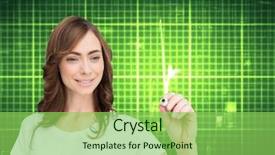  Presentation with composite mansory - Presentation design consisting of smart grid electric - composite image of smiling businesswoman background and a seafoam green colored foreground
