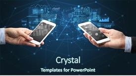  Presentation with two people holding hands - Colorful slide deck enhanced with smart grid system - close up of two hands backdrop and a navy blue colored foreground