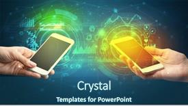  Presentation with nonverbal business communication - Colorful presentation enhanced with smart grid system - close up of two smartphones backdrop and a  colored foreground