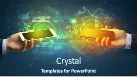  Presentation with business communication - Colorful presentation theme enhanced with smart grid system - close up of two smartphones backdrop and a  colored foreground