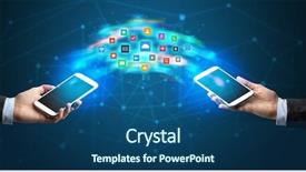  Presentation with mobile applications - Slides with smart grid system - two mobile phones syncing applications background and a ocean colored foreground