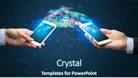  Presentation with mobile applications - Presentation design consisting of smart grid system - two mobile phones syncing applications background and a ocean colored foreground