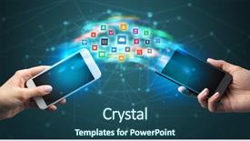  Presentation with smart grid - Presentation design having smart grid system - two mobile phones syncing applications background and a ocean colored foreground