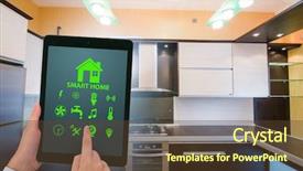  Presentation with home appliances - Slides with smart home concept with devices background and a tawny brown colored foreground