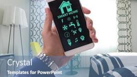  Presentation with smart home - Slides having smart-home-concept-with-devices background and a ocean colored foreground