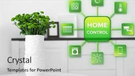  Presentation with flowers vase - Theme enhanced with smart home control concept room background and a light gray colored foreground