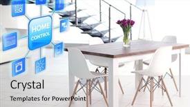  Presentation with smart home - PPT theme enhanced with smart home control concept room background and a light gray colored foreground