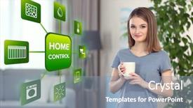  Presentation with smart home - Presentation theme featuring smart home control concept young background and a light blue colored foreground