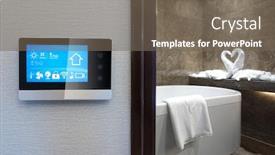  Presentation with smart home - Presentation design featuring smart-home-in-bath-room background and a gray colored foreground