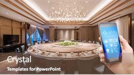  Presentation with restaurant system - Slide set with smart home in chinese restaurant background and a violet colored foreground