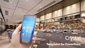  Presentation with chinese restaurant - Beautiful slide set featuring smart home in chinese restaurant backdrop and a  colored foreground