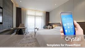  Presentation with bed hotel - Amazing presentation design having smart home in hotel bed backdrop and a gray colored foreground